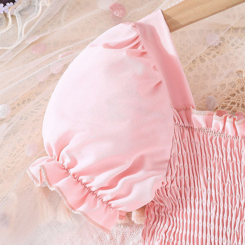 european and american summer baby & toddler fresh casual cute butterfly puff sleeve mesh dress - dropshipping available