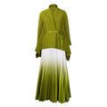 Q120 new  fashion pleated minimalist solid color top and gradient flared skirt two-piece set