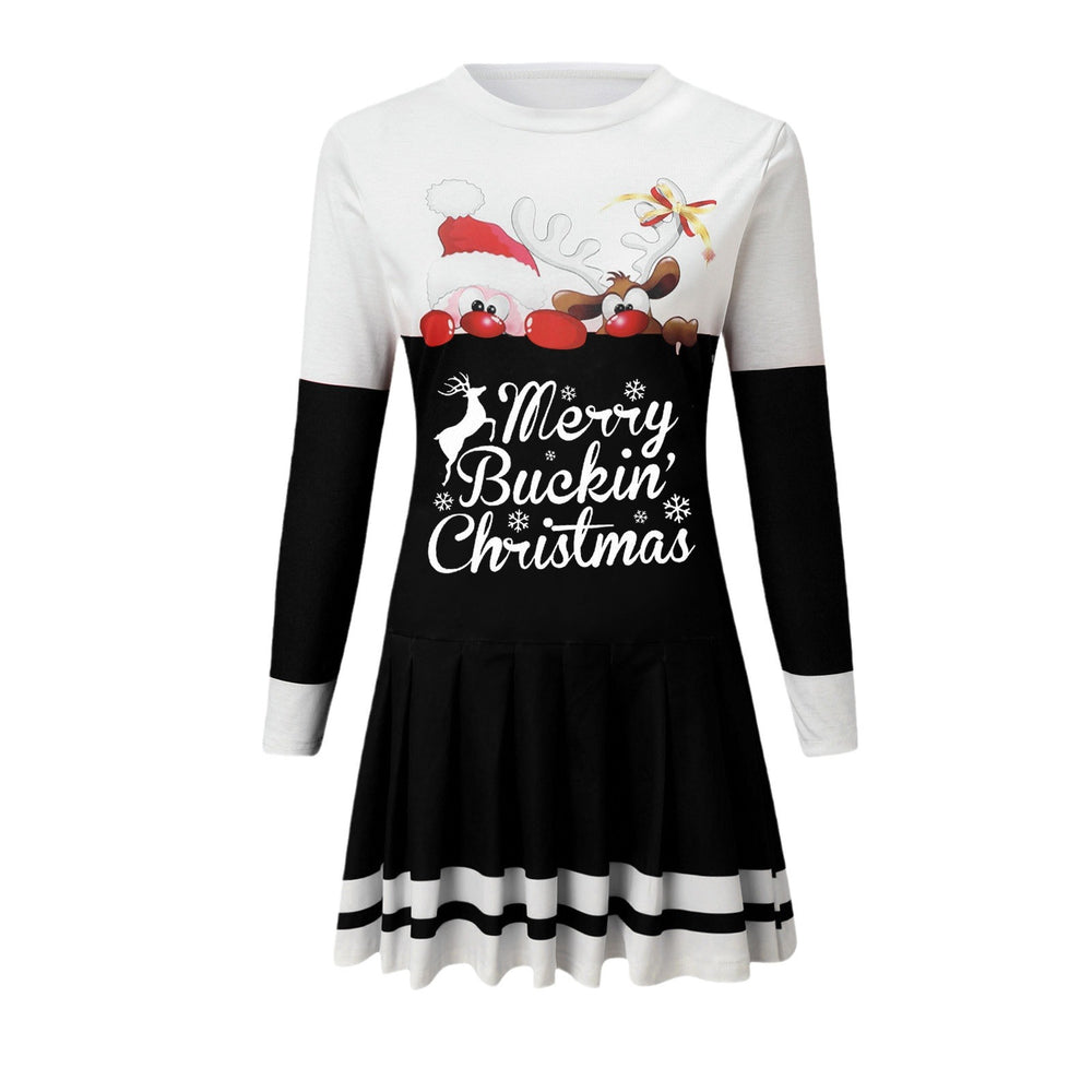 2025 european and american cross-border women's autumn/winter new collection: round neck long sleeve pleated casual party dress