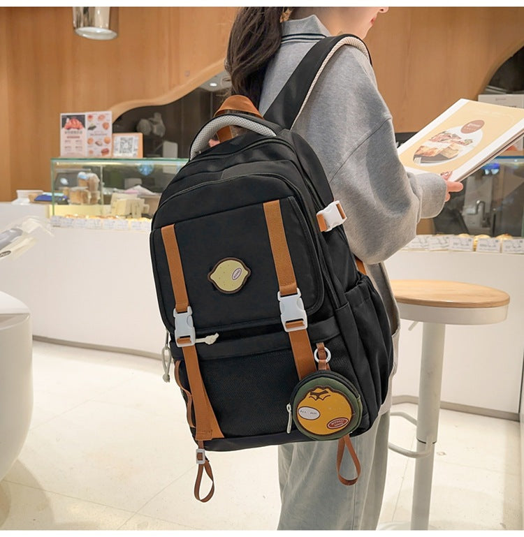 New fruit party large capacity backpack for girls, junior high school students, cute and unique design, laptop backpack