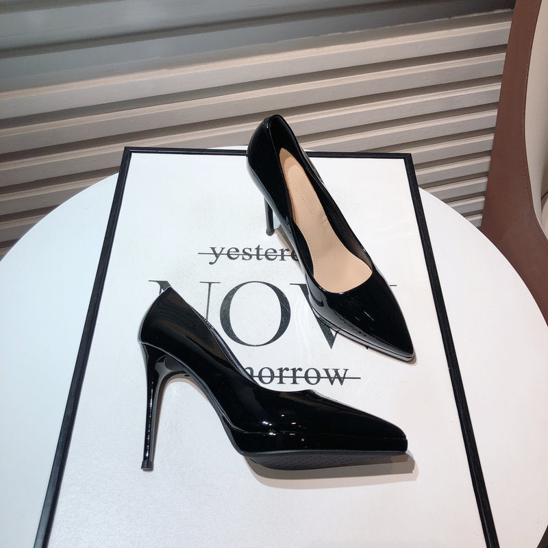 Wo huizhou women's patent leather platform pumps - european & american style, lightweight luxury, versatile stiletto heels, comfortable for everyday wear