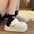Waterproof cotton slippers for women, autumn/winter two-wear style, 2024 new arrival, indoor home use, fleece-lined warm couple's postpartum slippers