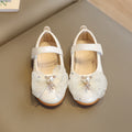 spring/autumn girls' leather shoes - bowknot princess flats - kids' velcro dance shoes - velcro girls' shoes