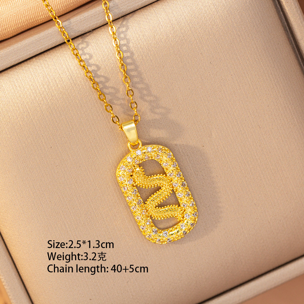 [copper inlaid with zirconium] cross-border hot-selling snake-shaped necklace for women, personalized fashion stainless steel elegant accessible luxury clavicle chain jewelry