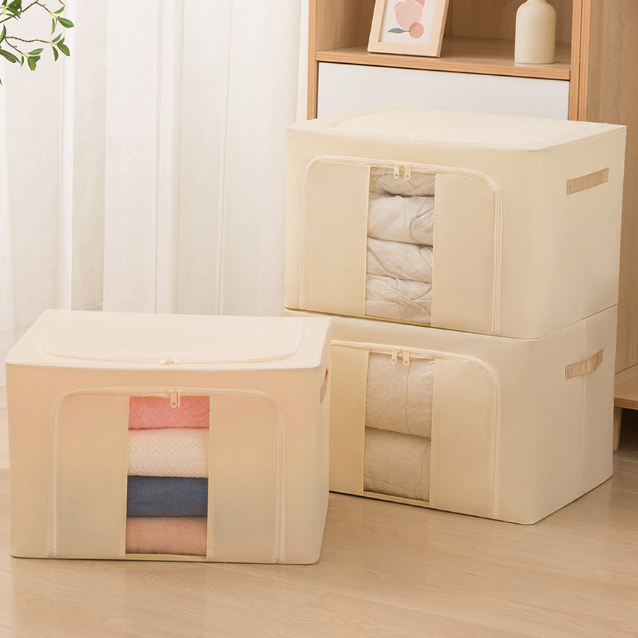 Household non-woven large-capacity storage box sorting clothes and sundries artifact thickened folding cover moisture-proof removable