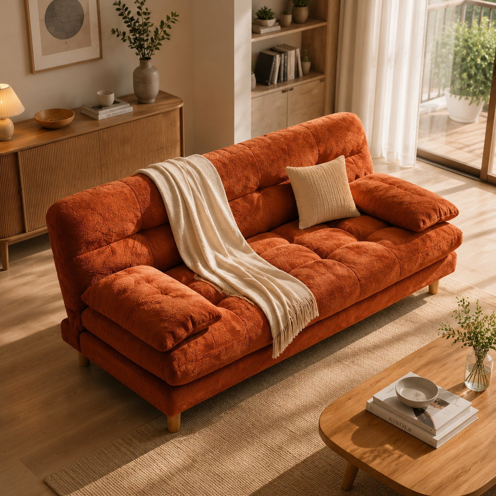 Second-hand style small apartment sofa bed lazy fabric sofa rental house b&b retro multi-person straight row reception sofa