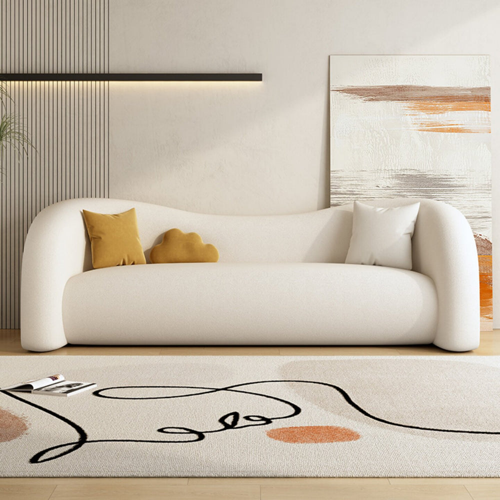 Accessible luxury curved sense of design lazy sofa beauty salon reception rest area bedroom living room fabric leather sofa