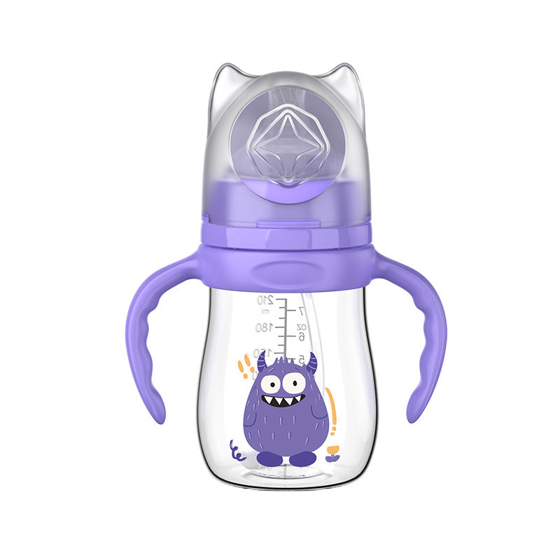 English boxed baby bottle anti-drop and leak-proof wide diameter pp bottle with handle anti-choking and anti-flatulence bottle wholesale