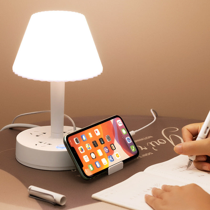Multifunctional remote control desk lamp socket with usb, creative led student eye protection lamp for dormitory bedroom bedside