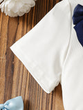 new cross-border girls' round neck knitted top with heavily washed denim bowknot jeans two-piece set