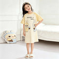 [family style] girls' zhongda tong pajamas suit summer short sleeve baby cartoon cute home clothes nightgown