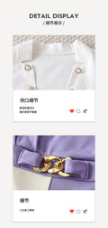 Girls' autumn outfit: white long-sleeve jacket & purple color-blocked vest romper set (two-piece)