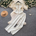 K-stylework clothing style stereo flower decoration vest high waistloose pantstwo-piece set female summervestslimming looksuit