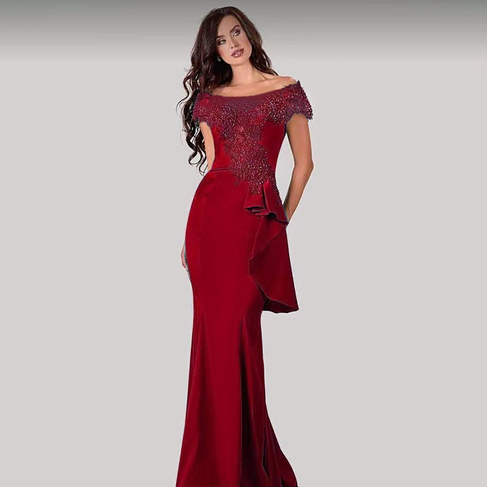 Aliexpress women's plus size long high-end party evening gown tiktok african plus size french dress