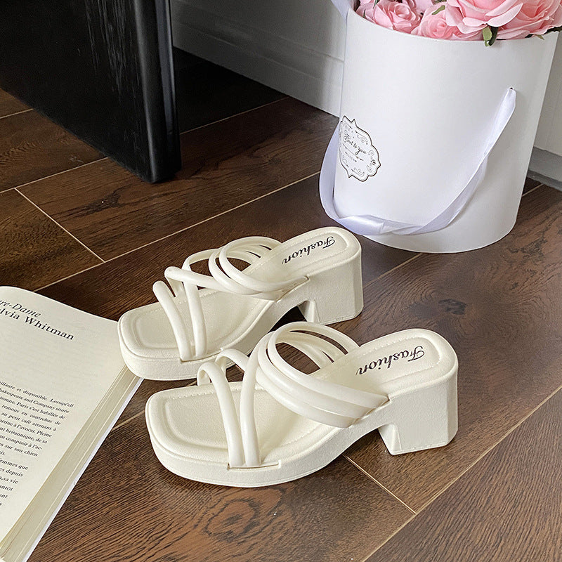 2026 new arrival: hot-selling women's high-heeled slides - summer outdoor wear, height-increasing, non-slip sandals, fashionable wedge heel women's shoes