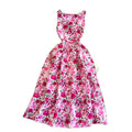 code new arrival  original women's elegancefloralsprinting round neck back slit a-line skirt