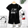 "stylish digital 67 print," perfect for summer wear, boys' outdoor sports t-shirt set