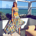 2025 spring/summer new european and american style women's sexy & chic camisole print dress set - beach dress two-piece outfit
