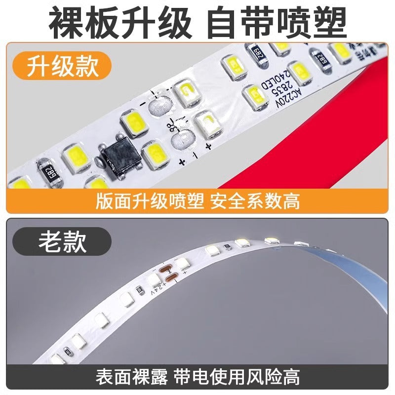 LED light strip self-adhesive 220v linear light display cabinet decoration home improvement ceiling strip box soft wire slot 8 patch ultra-thin high pressure