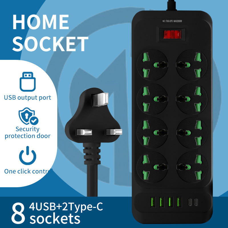 Overload switch british standard socket american standard european hong kong version drag board wireless international neutral sub-control plug strip plug-in board