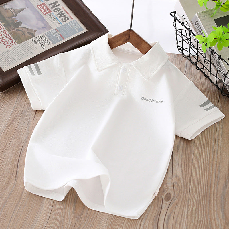 Boys' short-sleeve t-shirt summer collection : new lightweight polo shirt with turn-down collar for stylish boys - yh