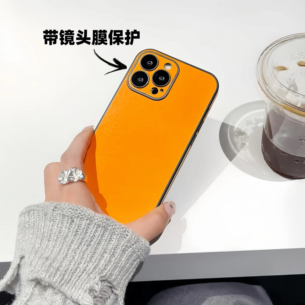 applicable iphone 17 pro max minimalist vegan leather phone case, iphone 16 full-coverage lens film, anti-drop hard case