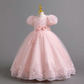 Wholesale foreign trade long dress children's formal gown puff sleeve lace princess dress girls' party dress girl dress