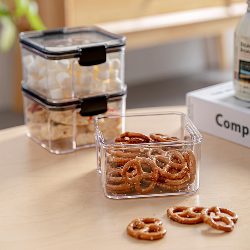 Kitchen snap-seal jars, household food-grade storage containers, transparent medicinal herb plastic airtight boxes, spice storage boxes