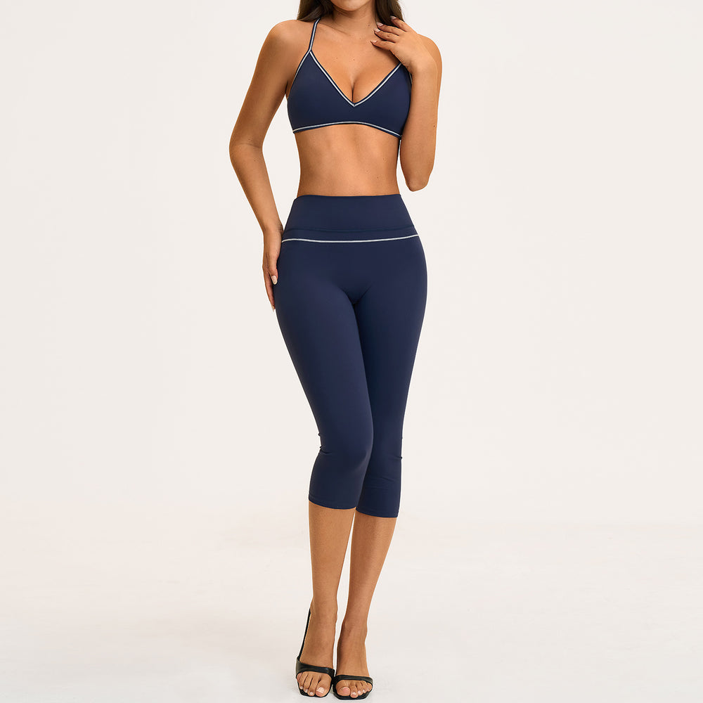 new yoga outfit: high-waisted peach lift, color block, push-up, and beautiful back design - activewear set 9615