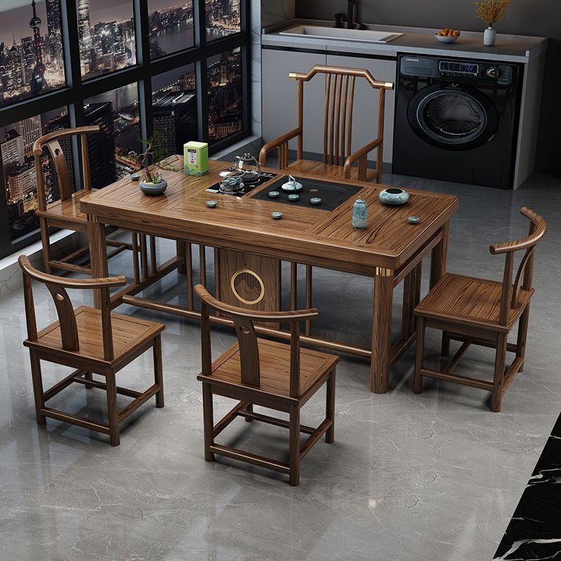 New chinoiserie balcony coffee table solid wood table and chair combination tea table small apartment for home kung fu tea table all-in-one complete set