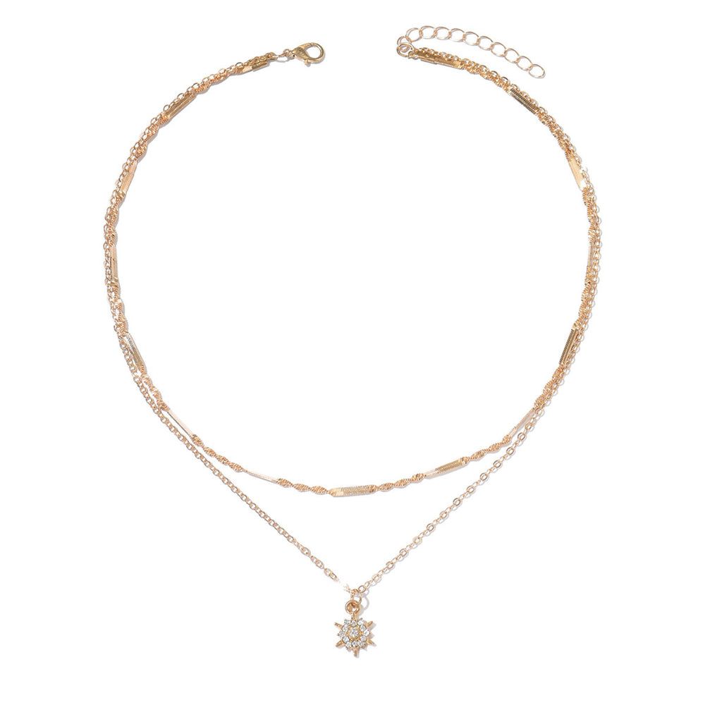 Wholesale niche necklaces: european and american cross-border jewelry for women - trendy layered sunflower & eight-pointed star clavicle chains