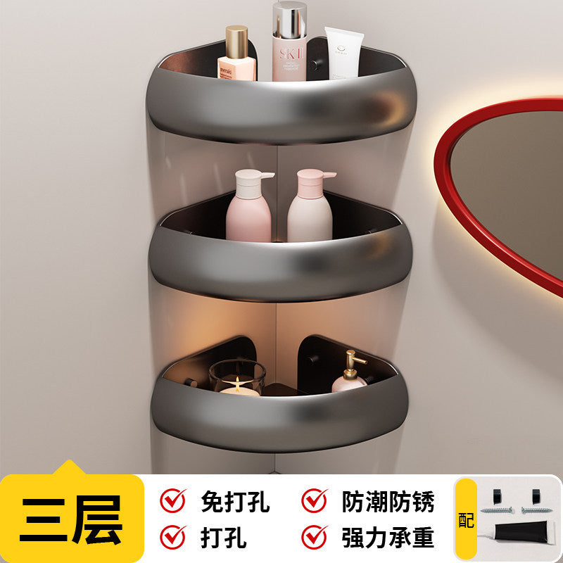 High-style bathroom storage rack, no-drill installation, bathroom triangle basket, toilet vanity wall-mounted organizer, corner shelf