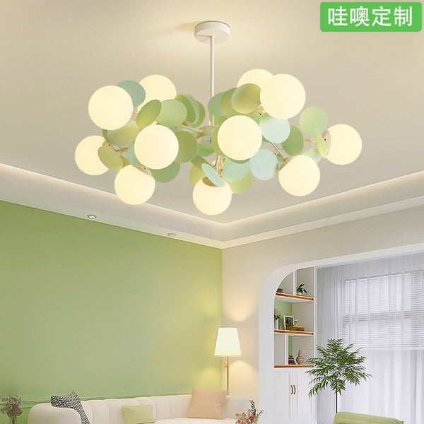 [Wow] French cream wind living room chandelier simple modern hall main light matcha green magic bean molecular lamp