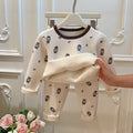 Pre-order: kids' fleece-lined thermal underwear set (ages 6-12) - girls' & boys' styles, trendy home wear, children's clothing