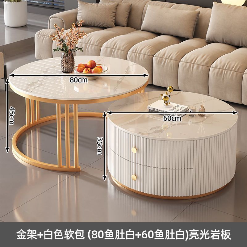 Rock slab coffee table modern casual solid wood round small apartment coffee table living room accessible luxuryfor home normcore folding marble