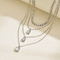 Square rhinestone pendant wholesale - european & american cross-border style, unique multi-layer necklace, light luxury, high-end full diamond chain necklace for women