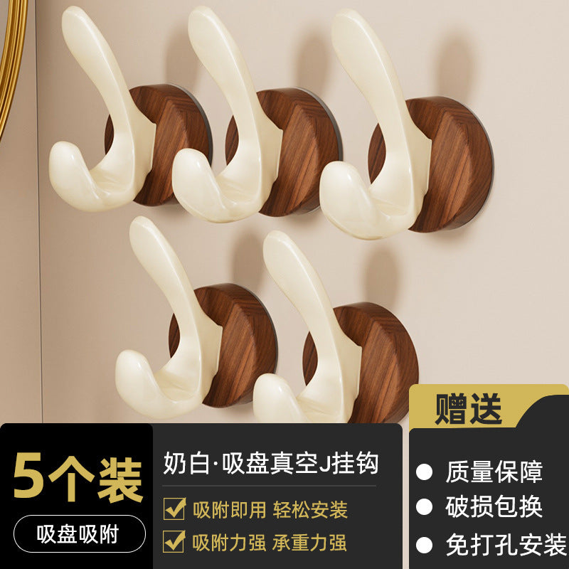 No-drill solid wood coat hook - entryway, doorway, behind-the-door hook - damage-free adhesive, heavy-duty weight capacity, coat & hat hook, key hook