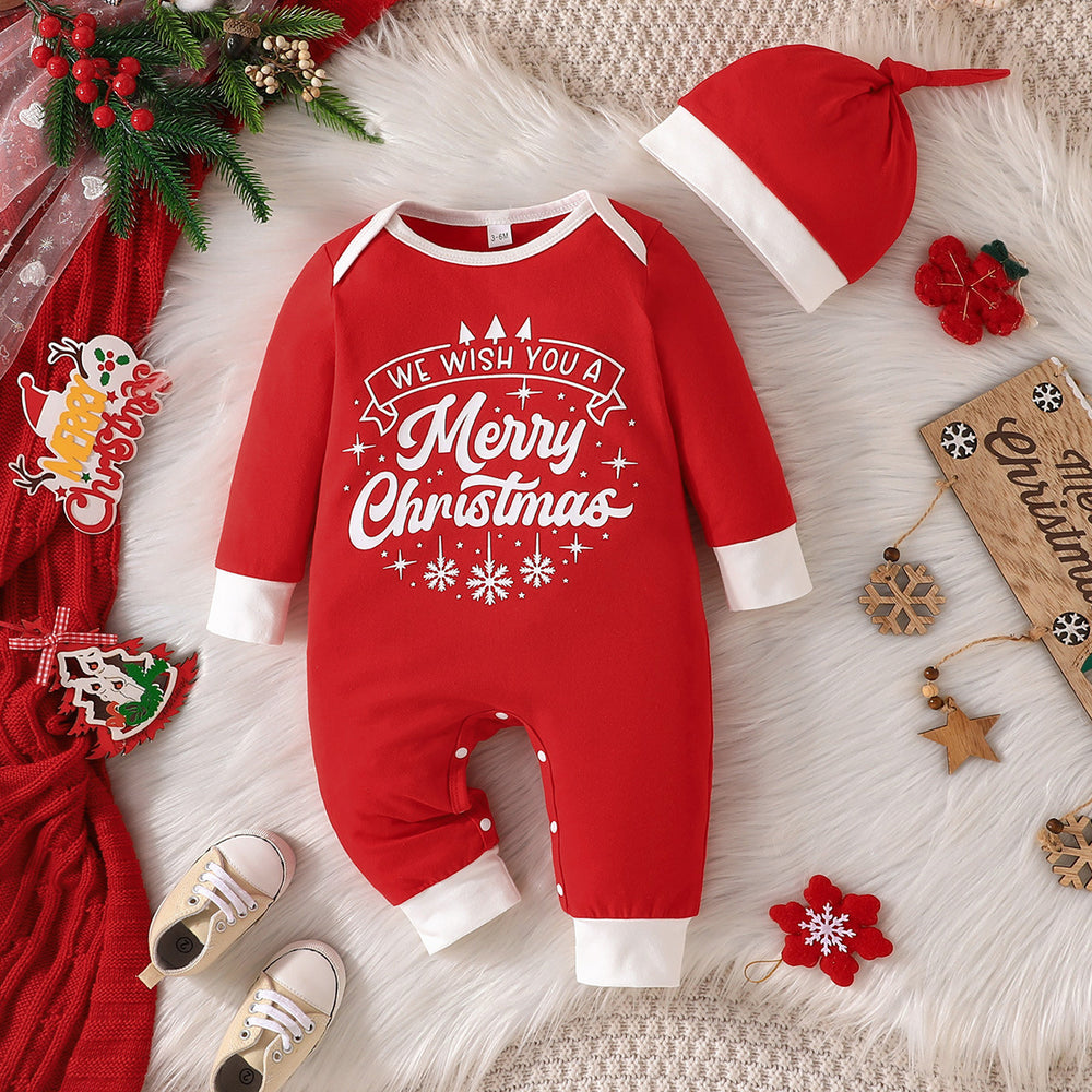 european and american hot-selling new boys' christmas romper + hat two-piece set - direct from cross-border manufacturer