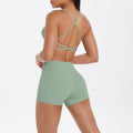 new cloud-soft brushed camisole bra with beautiful back design, casual running fitness butt-lifting shorts, yoga outfit for women