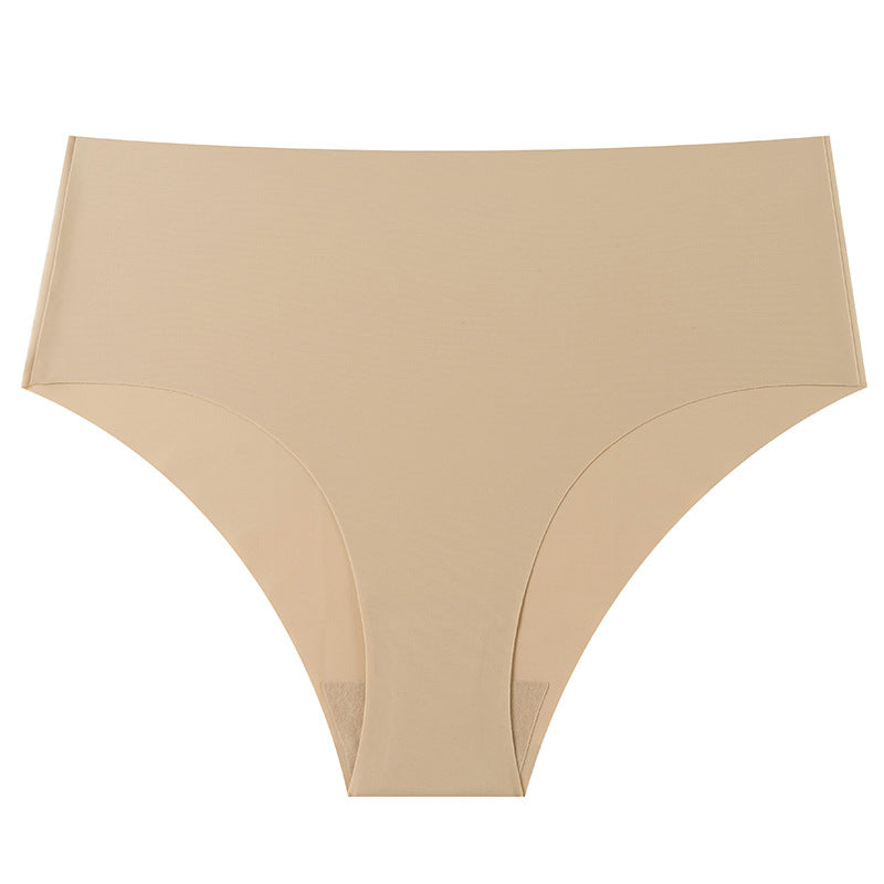 mid-waist plus size women's briefs seamless ice silk pants breathable quick-drying nylon underwear for women