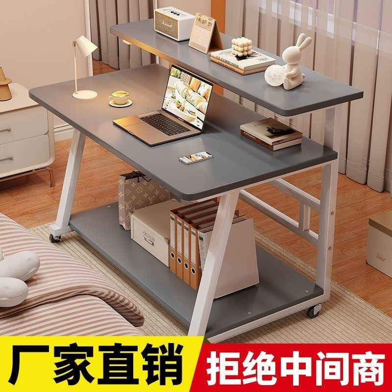 Computer desk table movable for home simple desk office desk bedroom bedside casual double layer e-sports desk study table