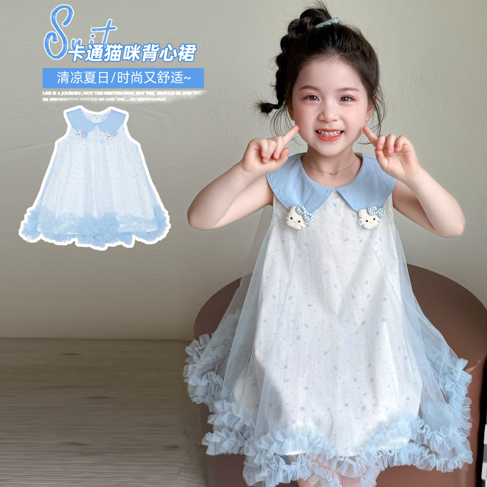 Girls' summer dress  new style chic baby girl mesh tank dress - super cute summer tank dress