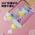 Summer double-drink kids' cup, portable straw cup for boys and girls, elementary school students' school water bottle, square water bottle with double compartments, cartoon cup