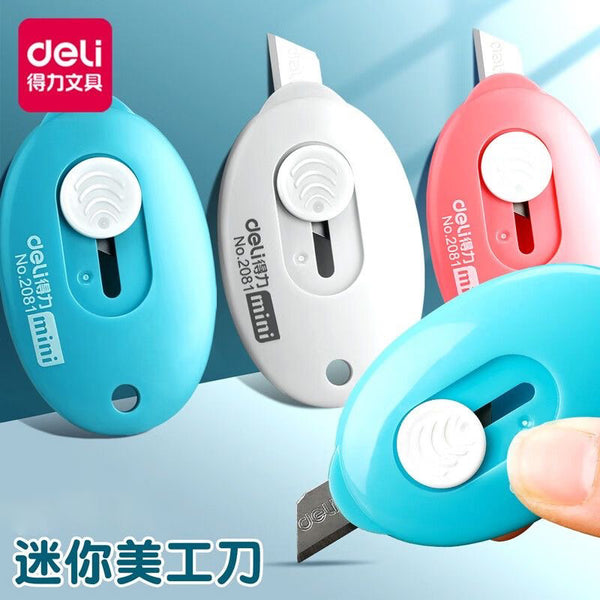 Deli 2081 utility knife small portable handmade paper cutter stationery mini knife keychain wholesale
