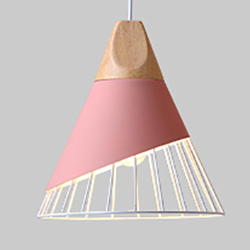 Creative home lighting Nordic modern simple dining room living room bedroom study wood cone horn wrought iron chandelier