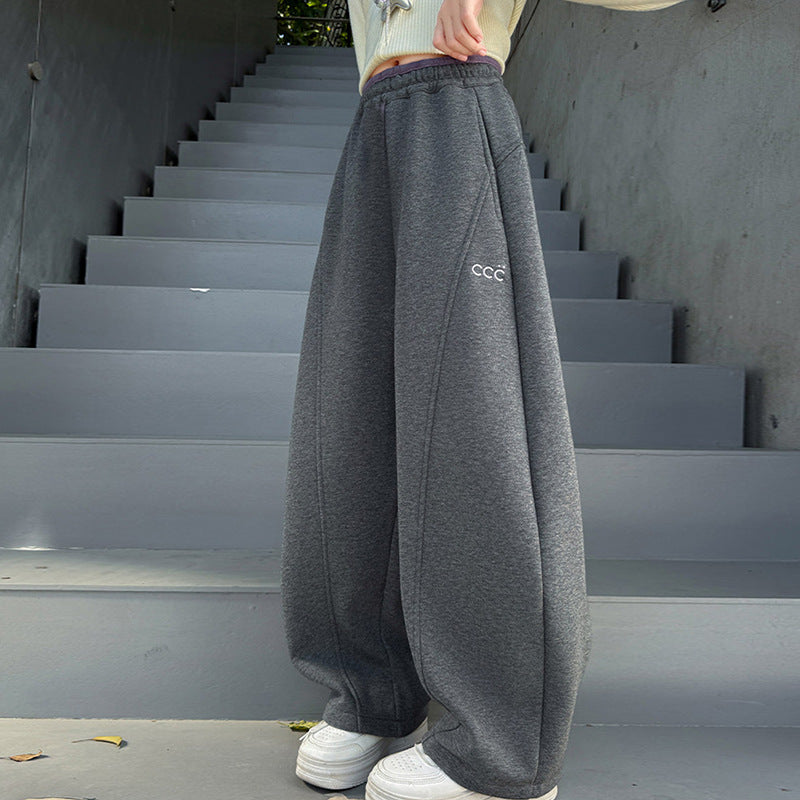 Girls' pants spring autumn sweatpants  new children's wide-leg pants spring style athletic casual pants mid-to-large children's straight-leg