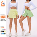 New summer fitness running sports skirt long sleeve top with padded bra tennis outfit golf tennis skirt for women