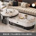 Italian light luxury oval glass coffee table living room home tea table high-end marble combination coffee table set
