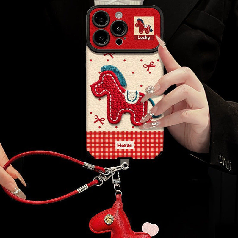 Horse year new year mobile phone case suitable for apple 17 anti-fall mobile phone case leather iphone16promax protective case 15