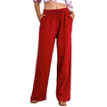 spring/autumn  hot-selling elastic waist cotton linen versatile straight-leg wide-leg casual pants (us/eu cross-border)